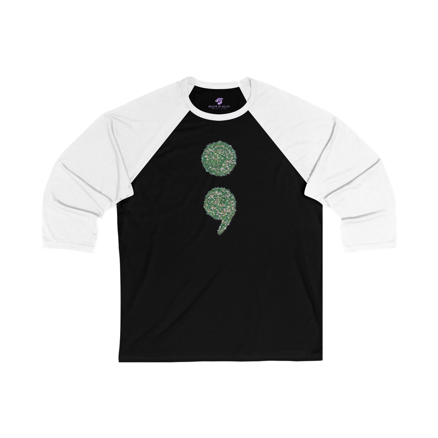 Flowers Semi-Colon Unisex 3\4 Sleeve Baseball Tee