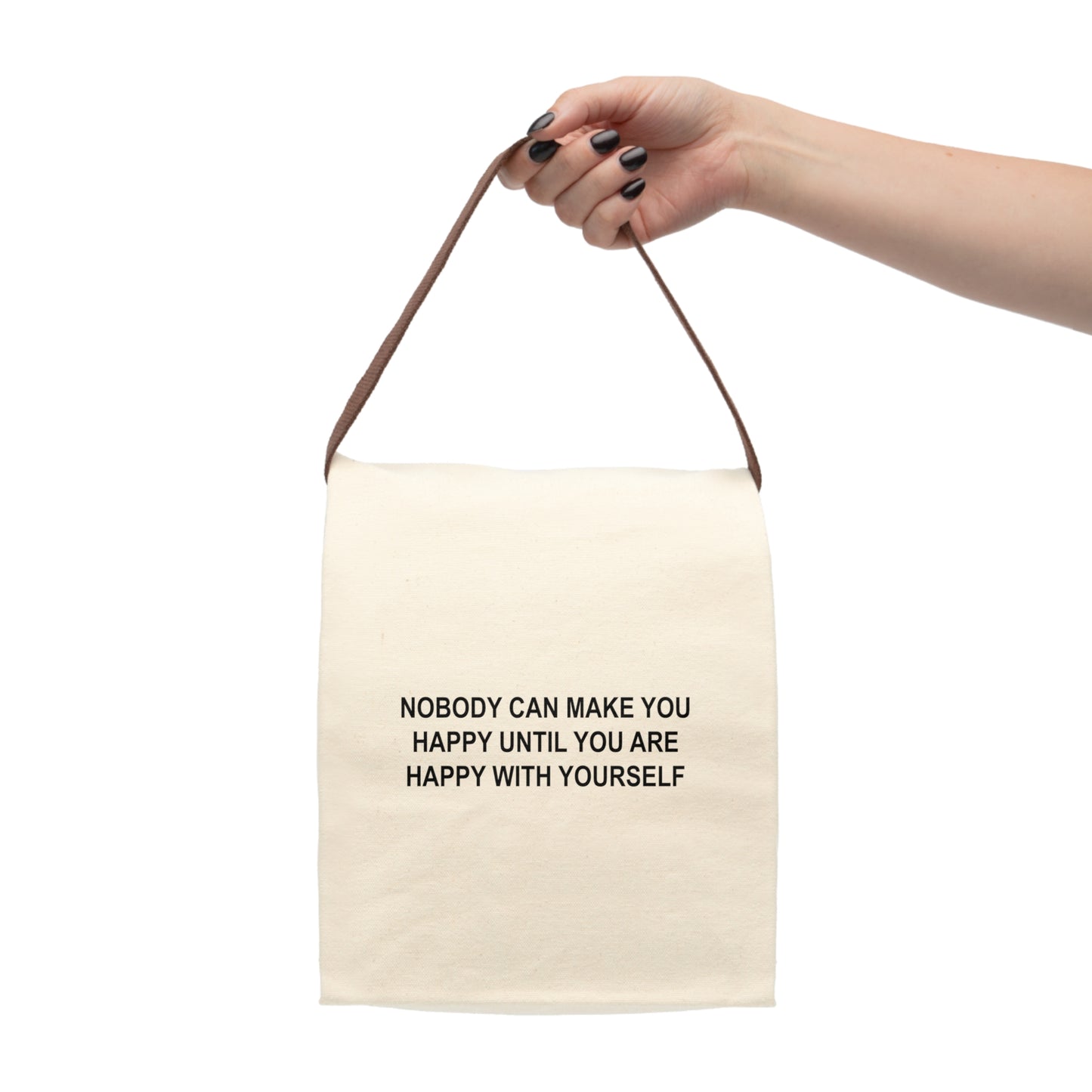 Happy with Yourself Canvas Lunch Bag With Strap