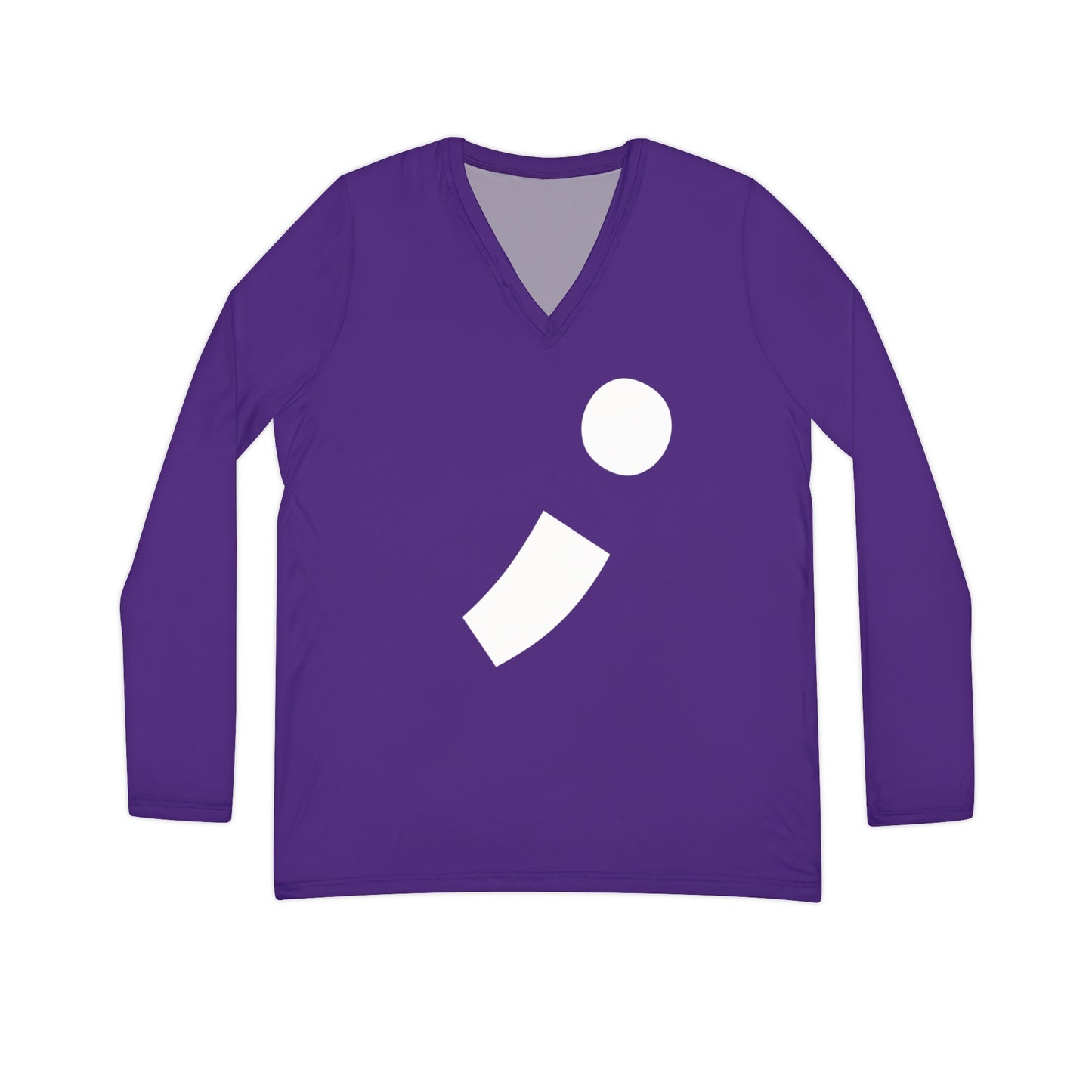 Semi-Colon ; Women's Long Sleeve V-neck Shirt