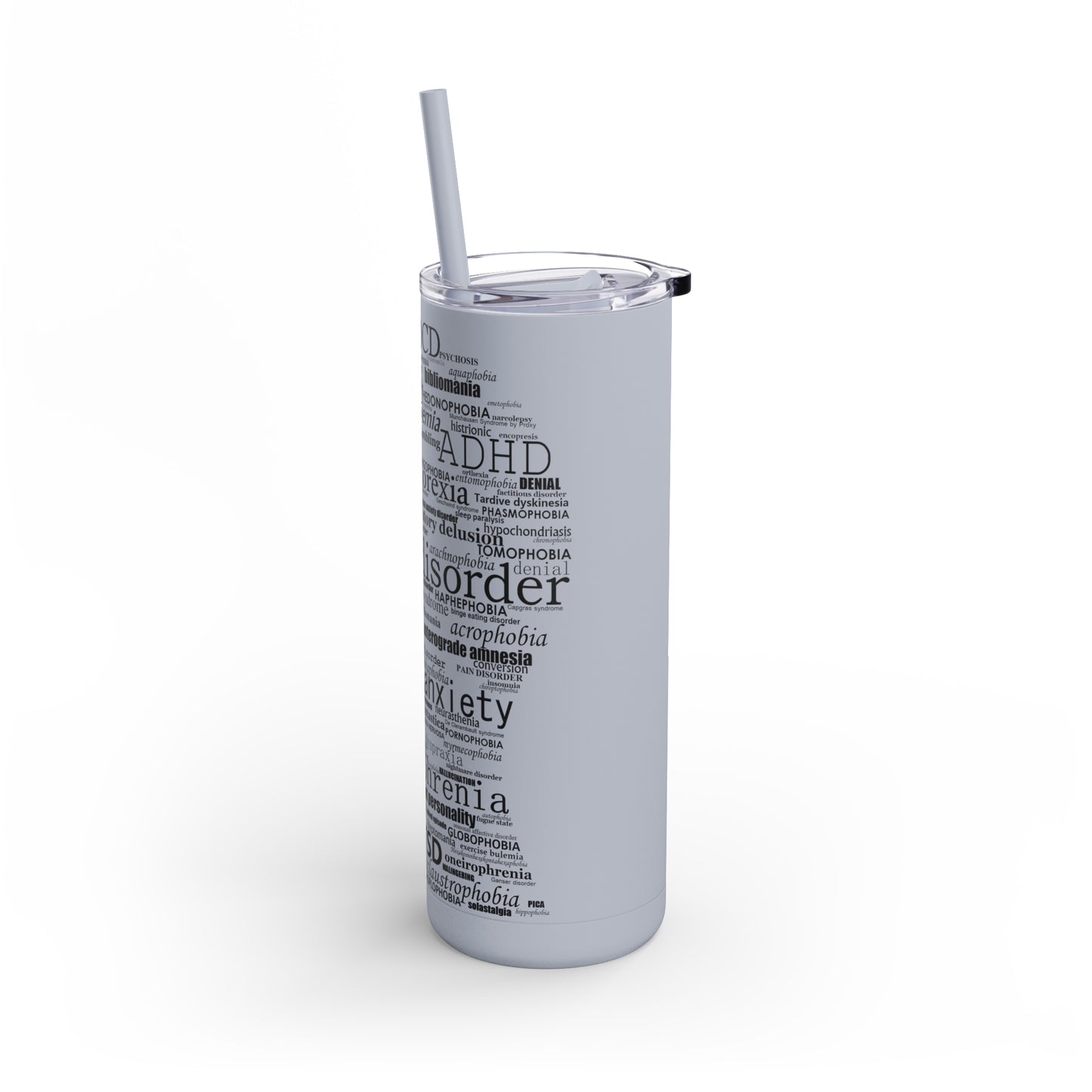 Mental Disorder Silhouette Skinny Matte Tumbler, 20oz