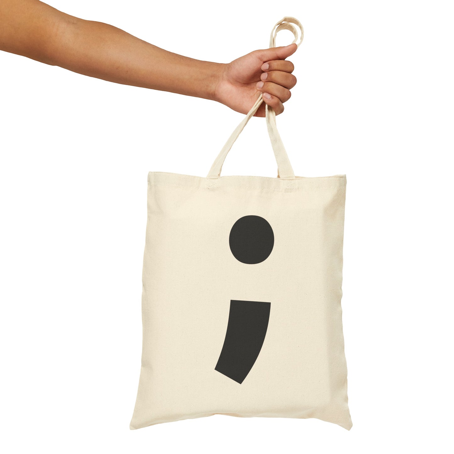 Semi-Colon ; Cotton Canvas Tote Bag