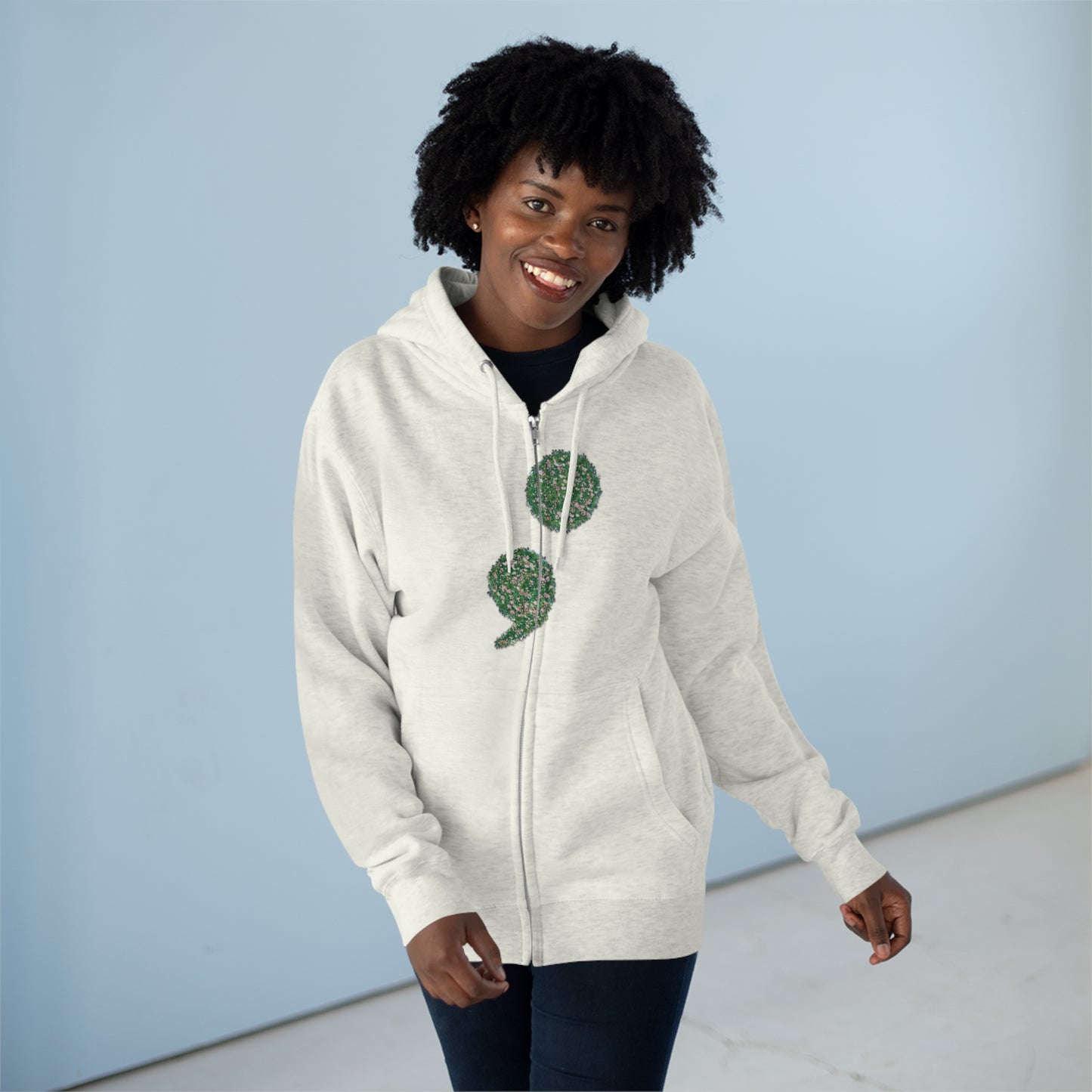 Flowers Semi-Colon Unisex Zip Hoodie