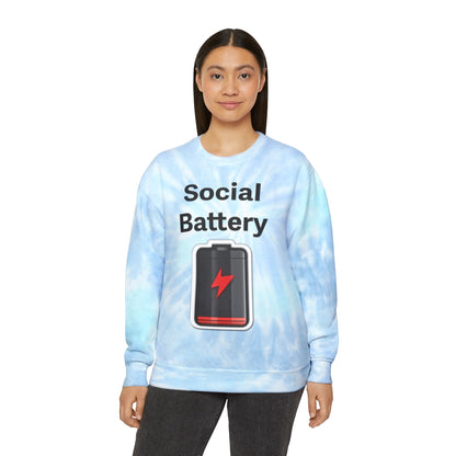 Social Battery Low Unisex Tie-Dye Sweatshirt