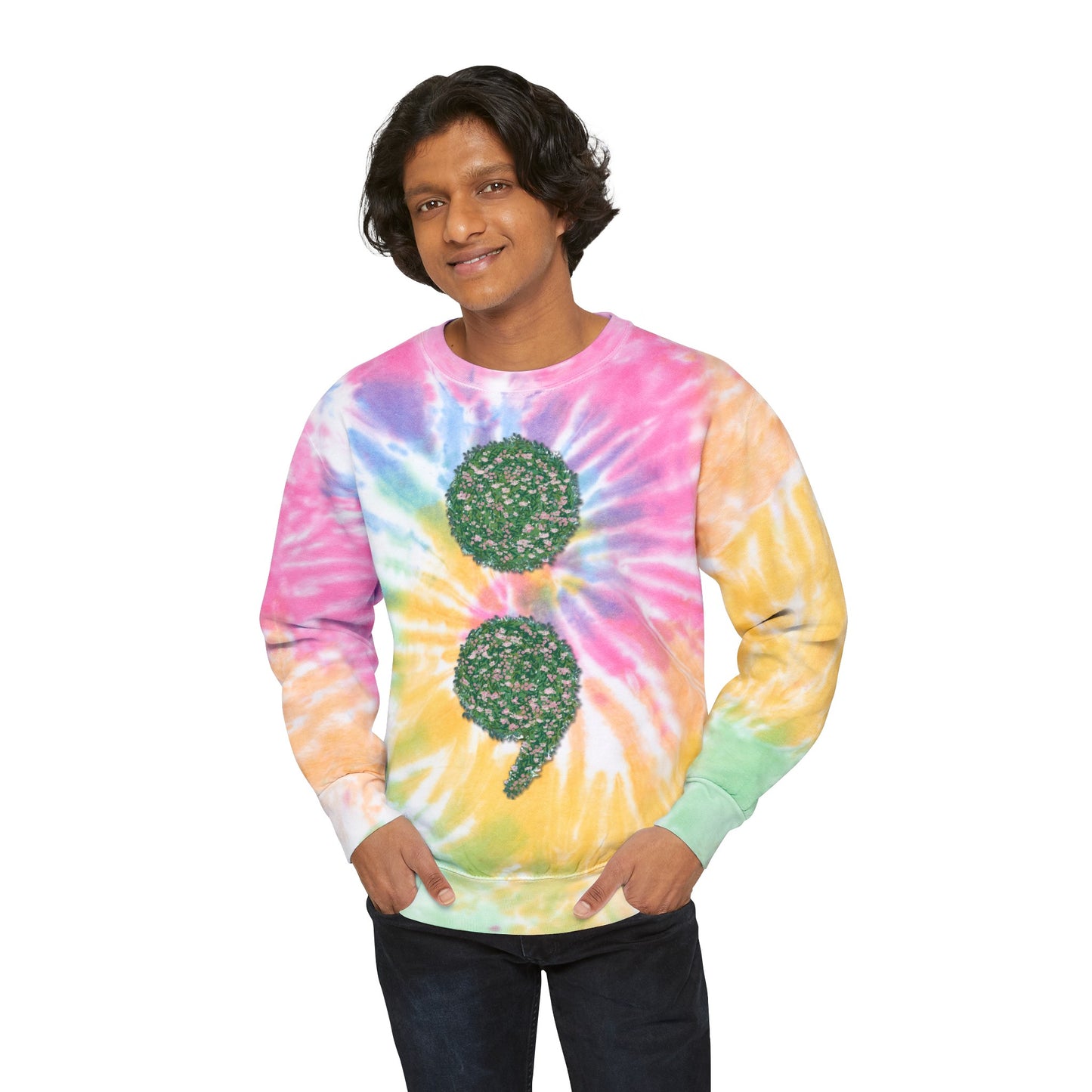 Flowers Semi-Colon Unisex Tie-Dye Sweatshirt