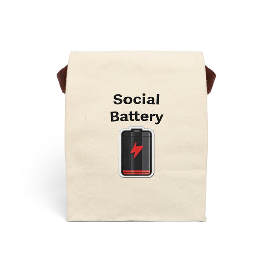 Social Battery Low Canvas Lunch Bag With Strap