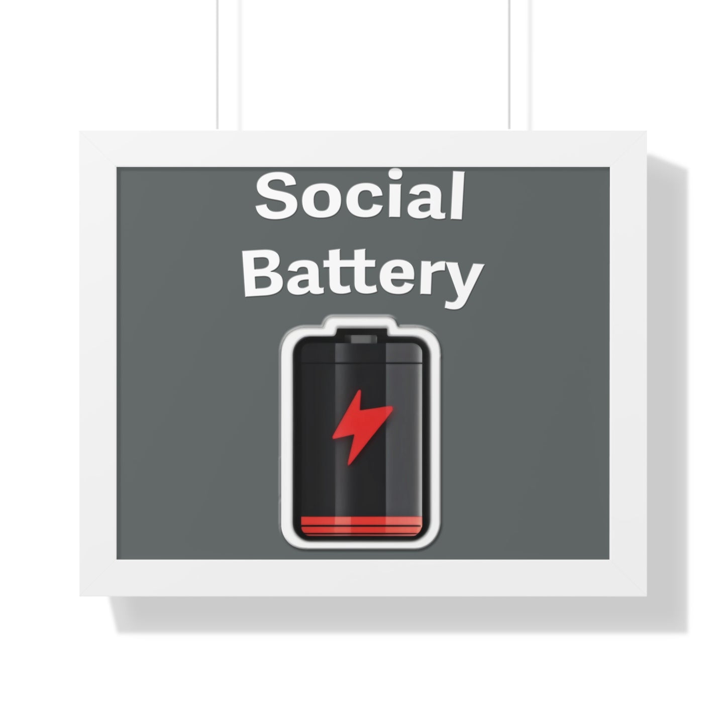 Social Battery Low Framed Horizontal Poster