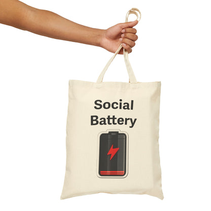 Social Battery Low Cotton Canvas Tote Bag