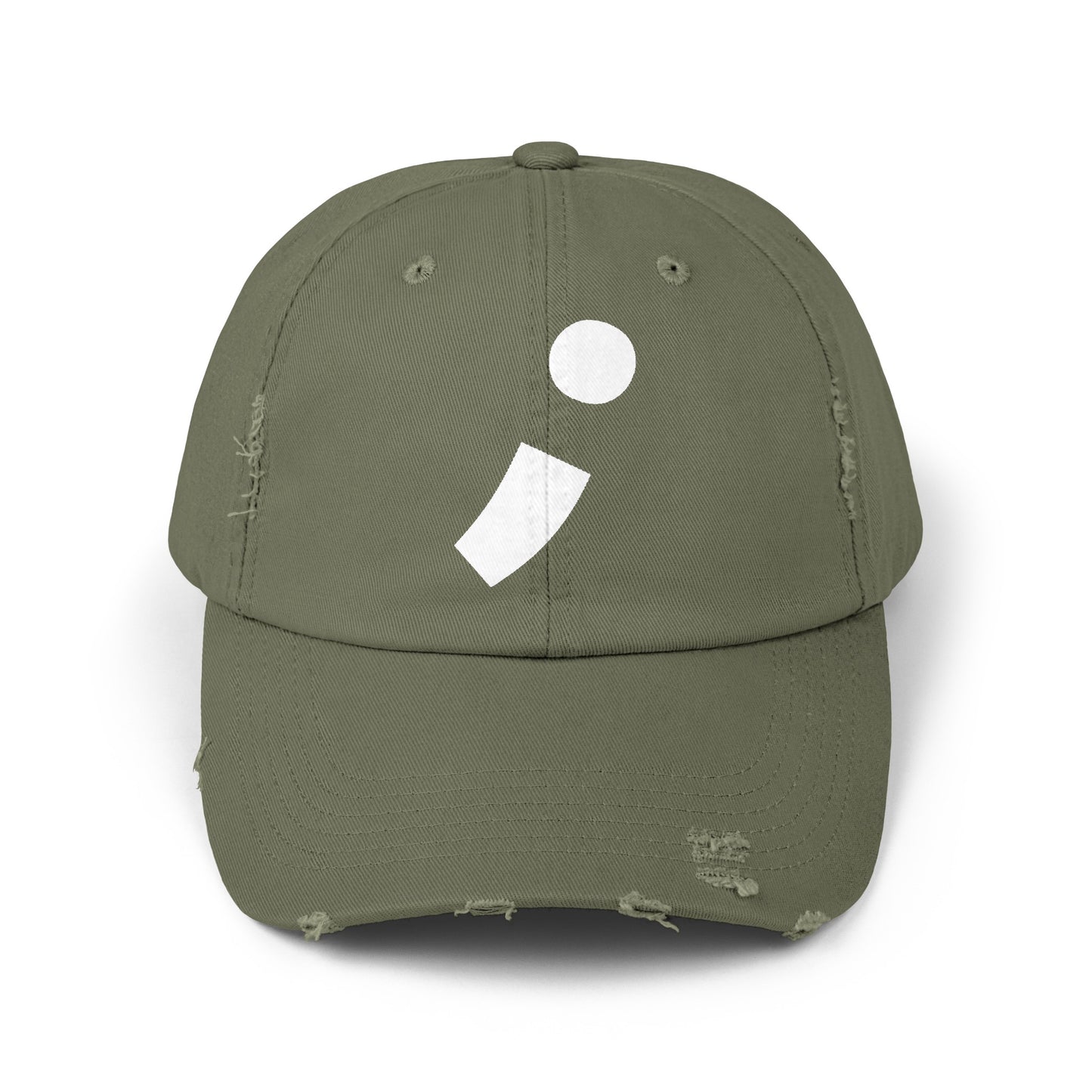 Semi-Colon ; Unisex Distressed Cap