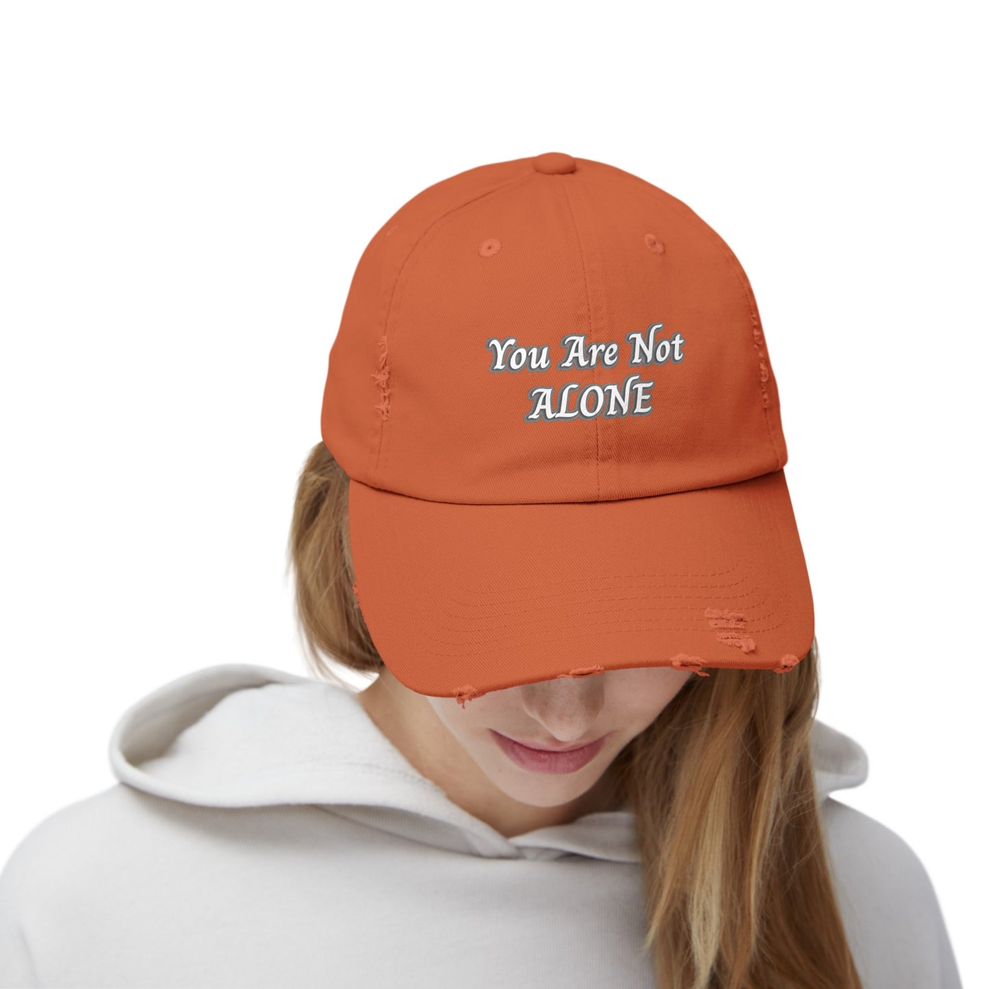 You Are Not Alone Unisex Distressed Cap