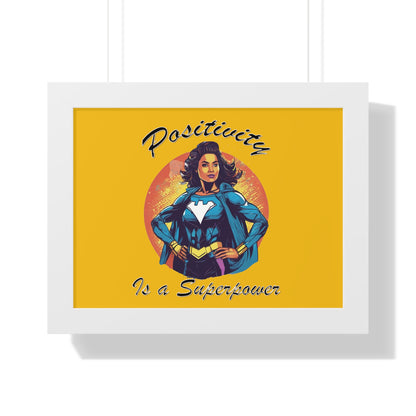 Positivity is a Superpower Female Superhero Framed Horizontal Poster