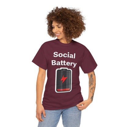 Social Battery Low Unisex Heavy Cotton Tee