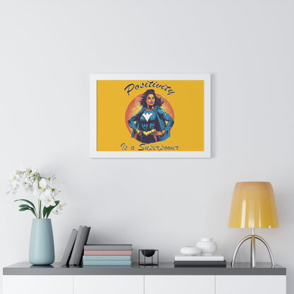 Positivity is a Superpower Female Superhero Framed Horizontal Poster