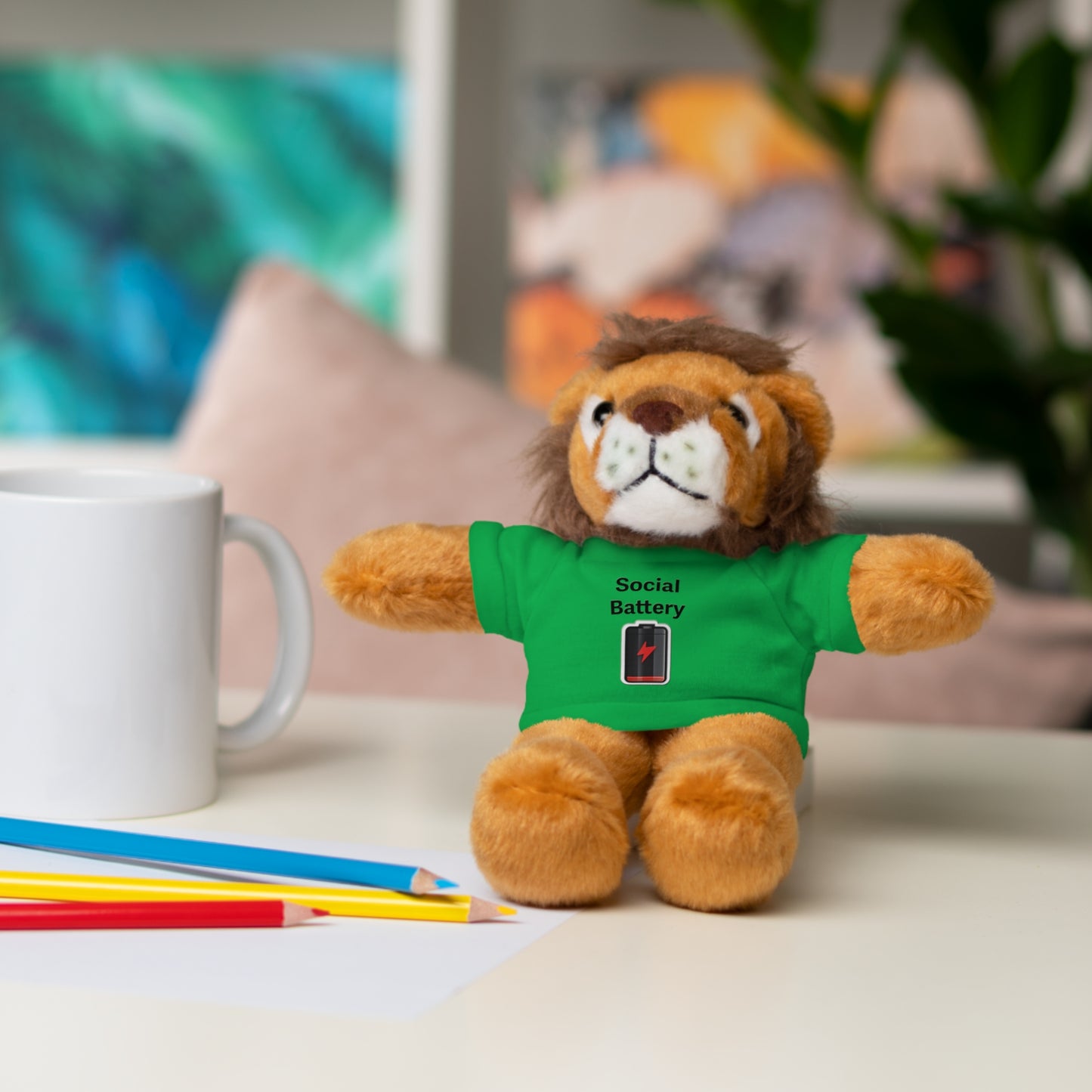 Social Battery Low Stuffed Animals with Tee