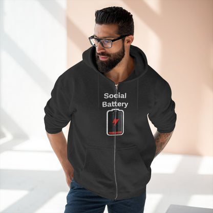 Social Battery Low Unisex Zip Hoodie