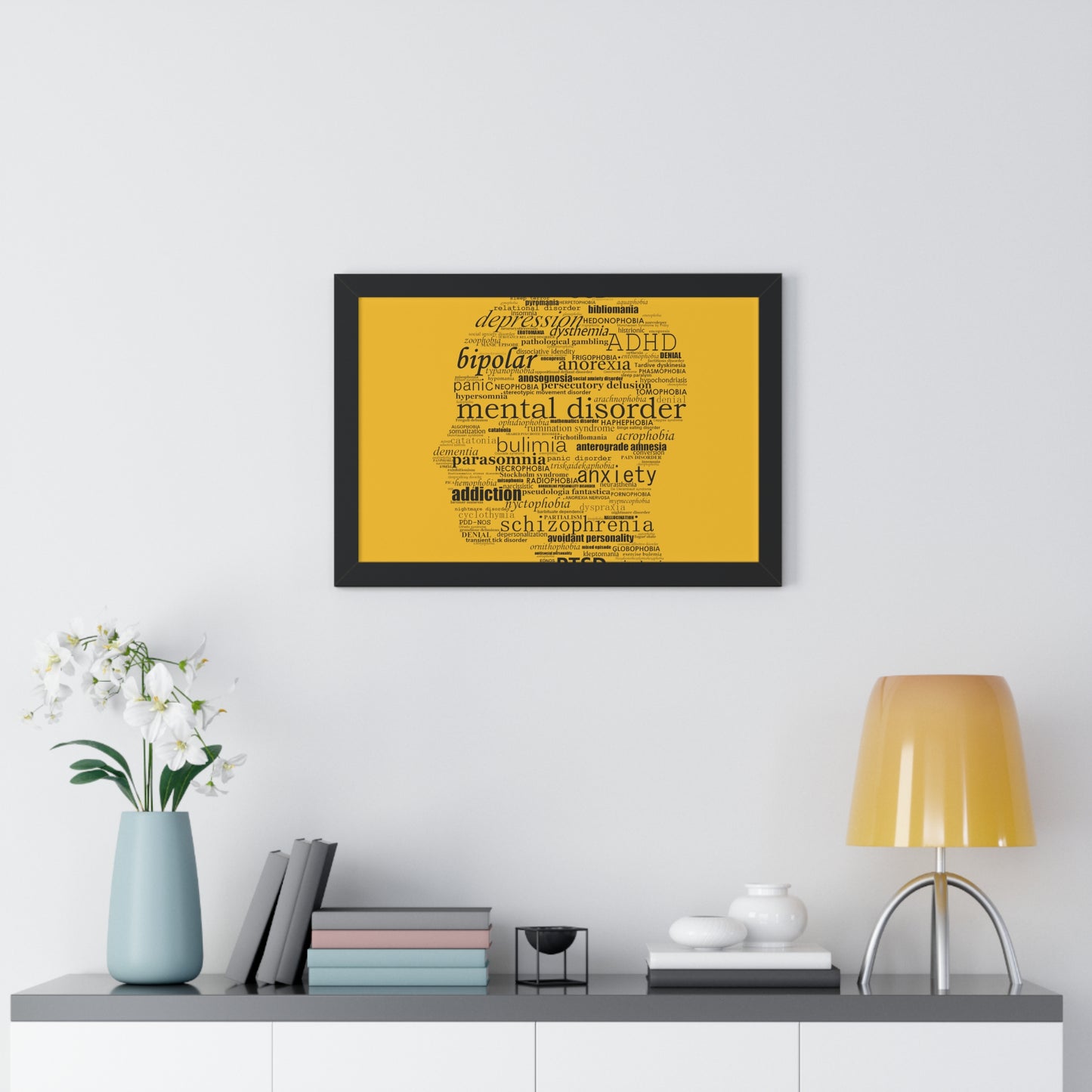 Mental Disorder Silhouette Framed Horizontal Poster