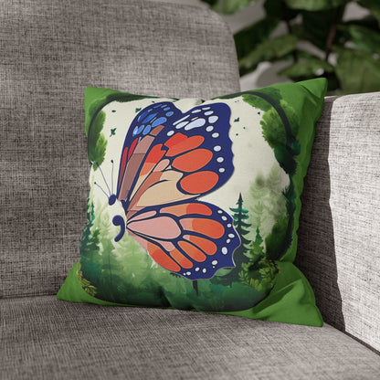 Semi-Colon Butterfly Spun Polyester Square Pillowcase