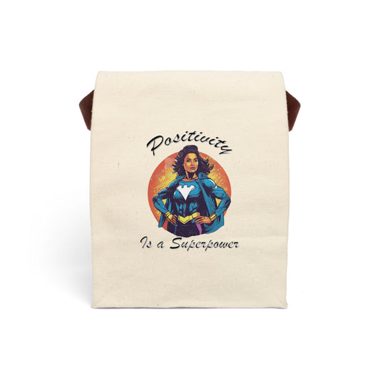 Positivity is a Superpower Female Superhero Canvas Lunch Bag With Strap