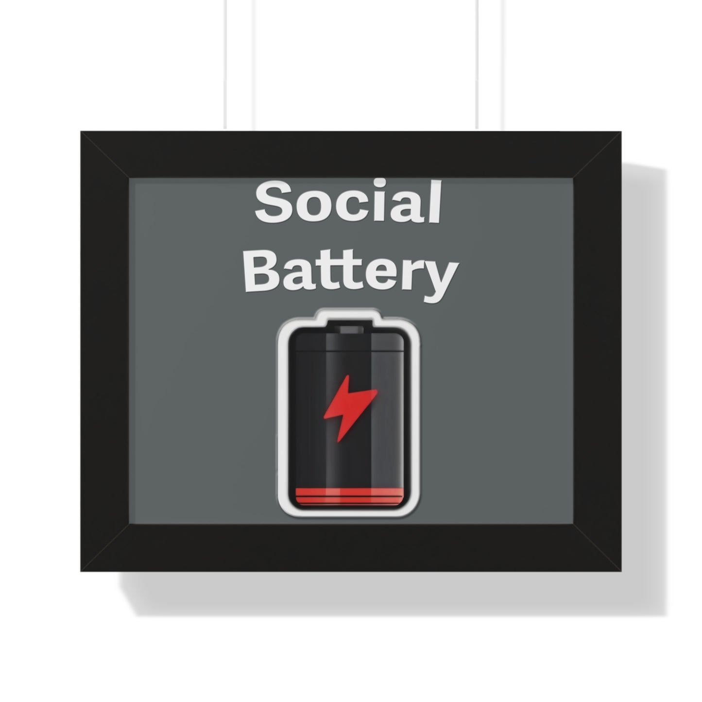 Social Battery Low Framed Horizontal Poster