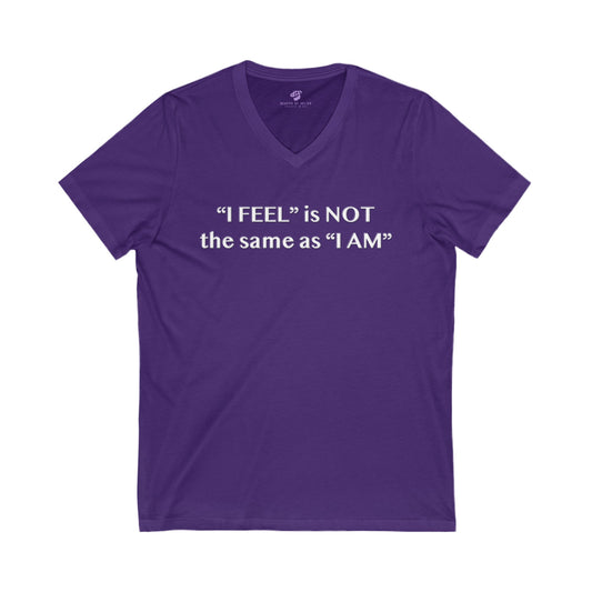 I Feel is Not the same as I Am Jersey Short Sleeve V-Neck Tee