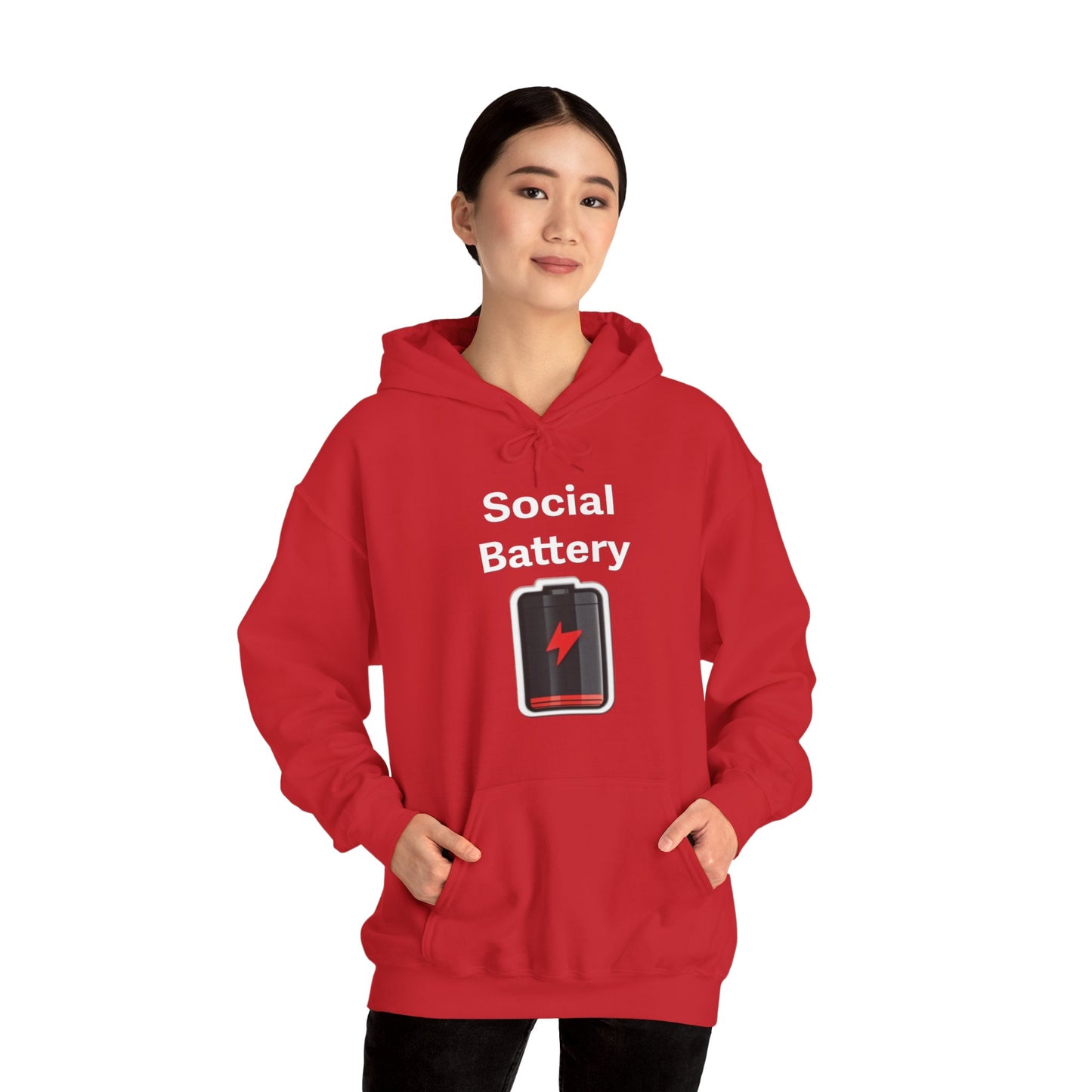 Social Battery Low Heavy Blend™ Hooded Sweatshirt