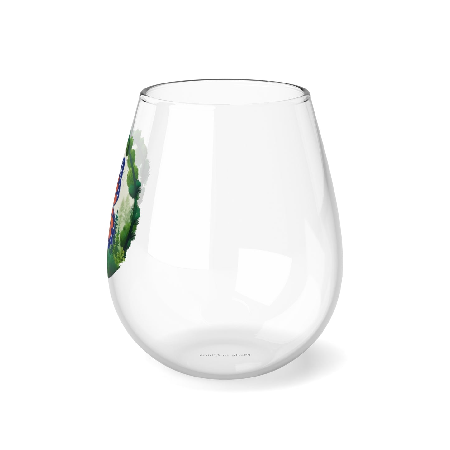 Semi-Colon Butterfly 12oz Stemless Wine Glass