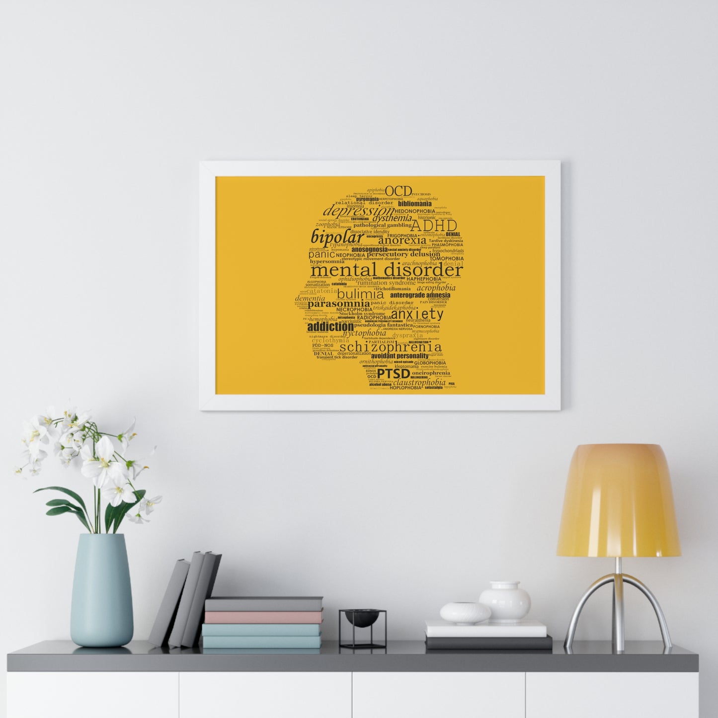 Mental Disorder Silhouette Framed Horizontal Poster