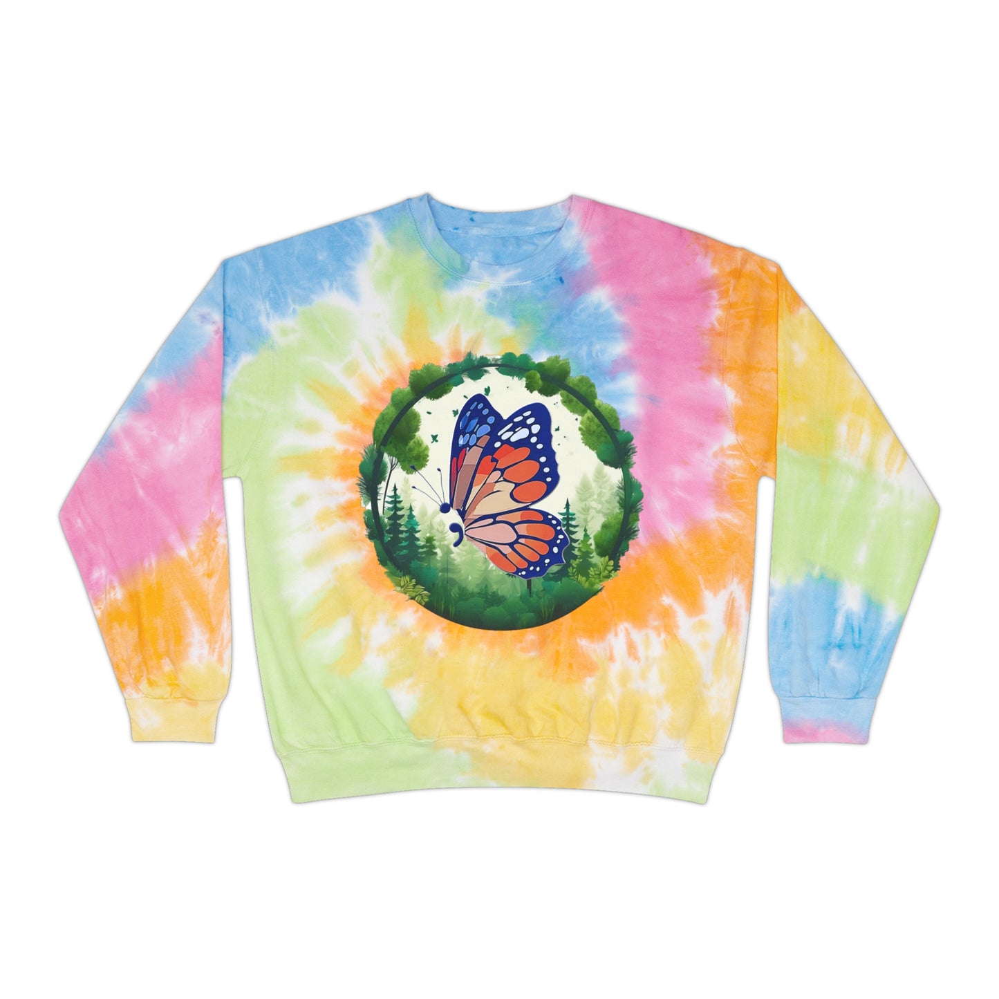 Semi-Colon Butterfly Unisex Tie-Dye Sweatshirt