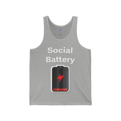 Social Battery Low Unisex Jersey Tank