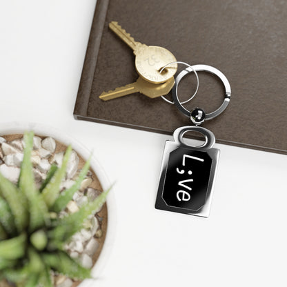 Semi-Colon L;ve Rectangle Photo Keyring