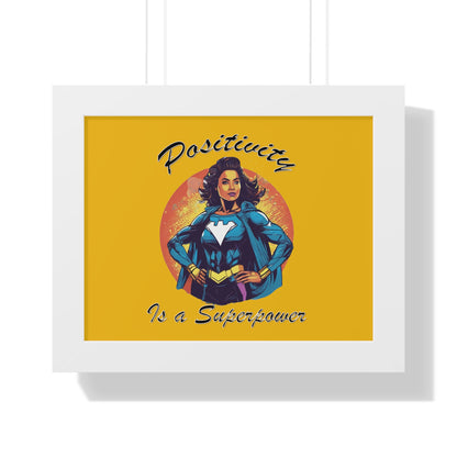 Positivity is a Superpower Female Superhero Framed Horizontal Poster