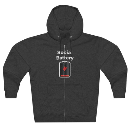 Social Battery Low Unisex Zip Hoodie