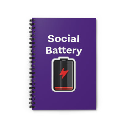 Social Battery Low Spiral Notebook - Ruled Line