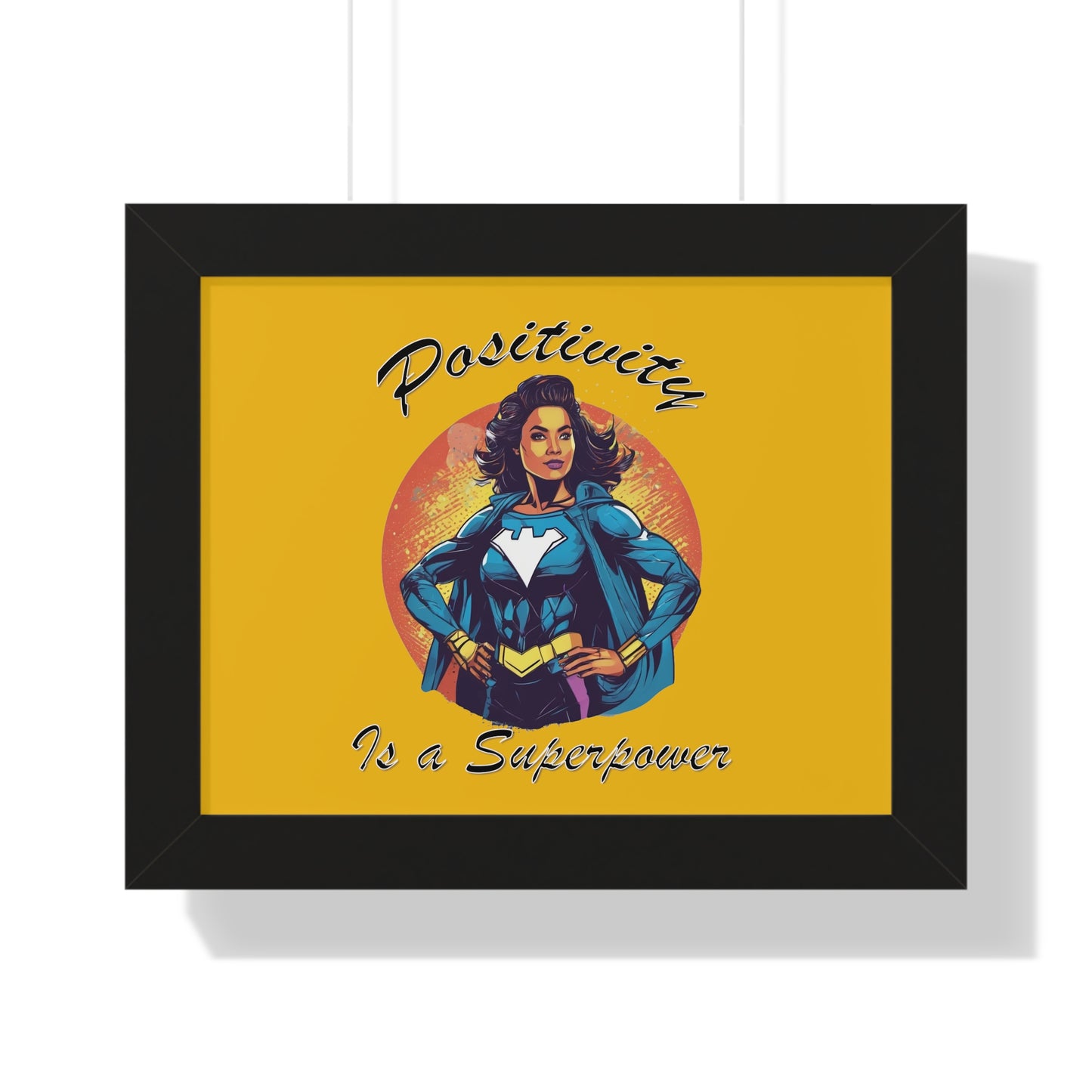 Positivity is a Superpower Female Superhero Framed Horizontal Poster