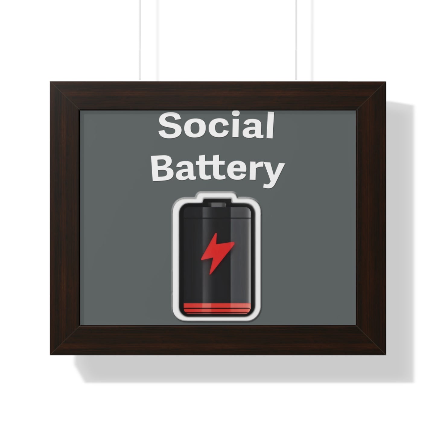 Social Battery Low Framed Horizontal Poster