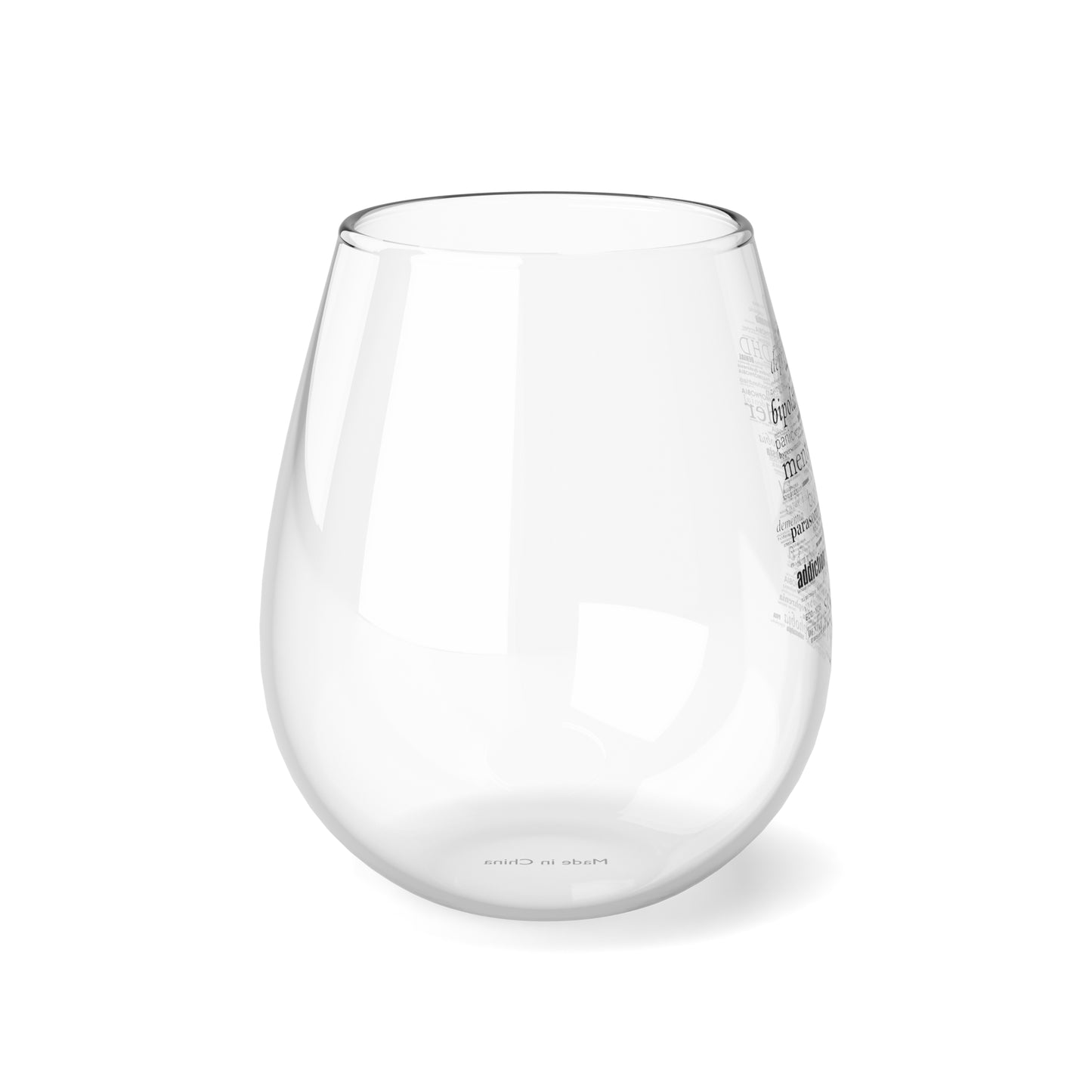 Mental Disorder Silhouette 12oz Stemless Wine Glass