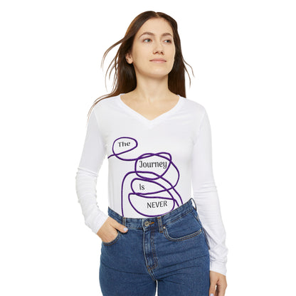 The Journey is Never Linear Long Sleeve V-neck Shirt