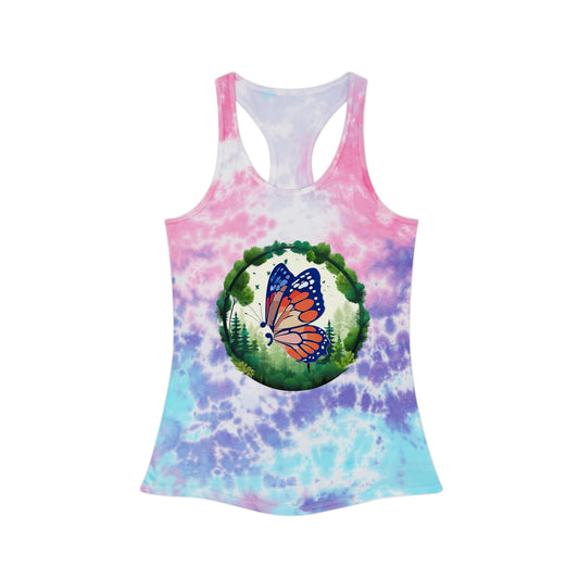 Semi-Colon Butterfly Tie Dye Racerback Tank Top