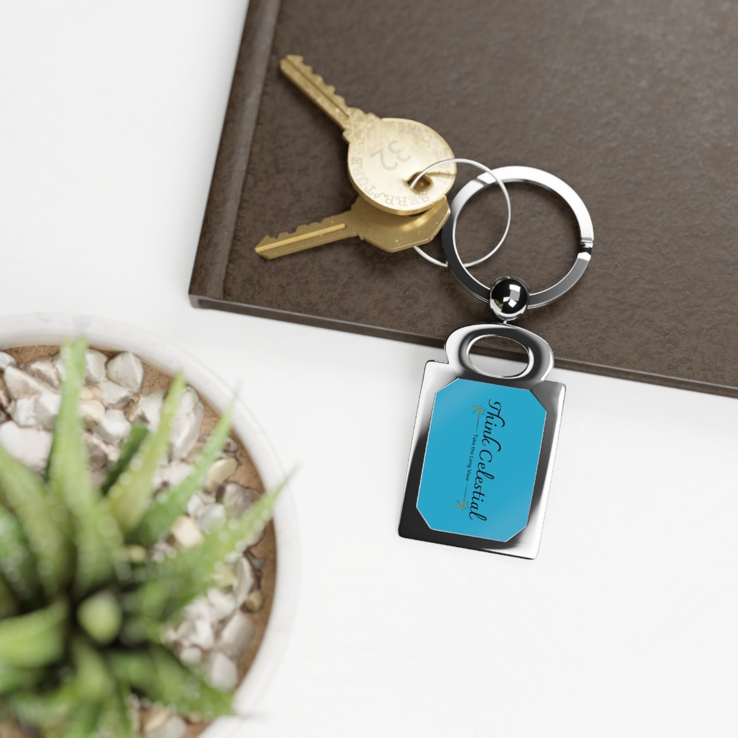 Think Celestial Rectangle Photo Keyring