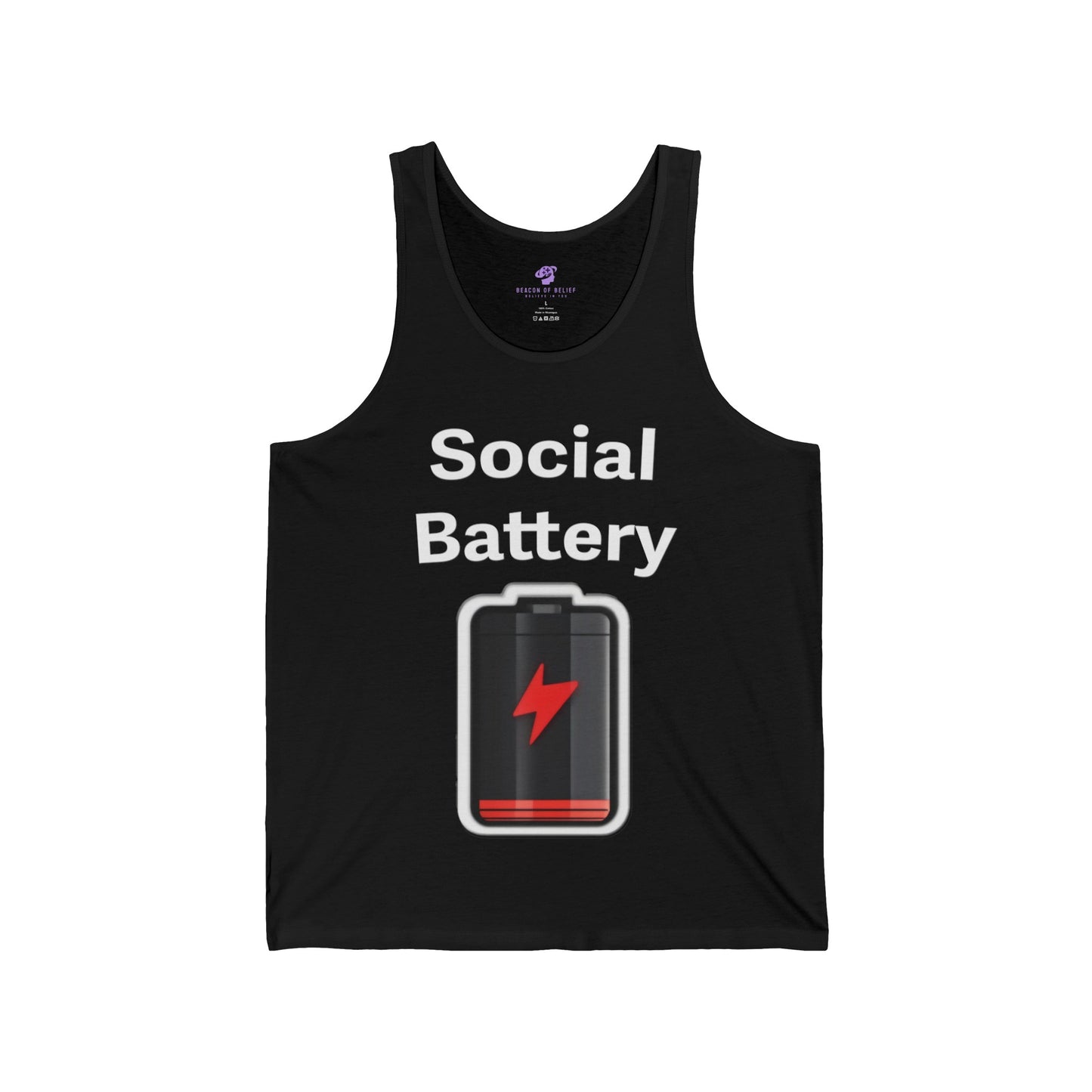 Social Battery Low Unisex Jersey Tank