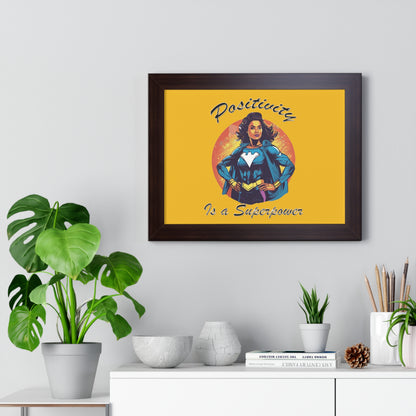 Positivity is a Superpower Female Superhero Framed Horizontal Poster