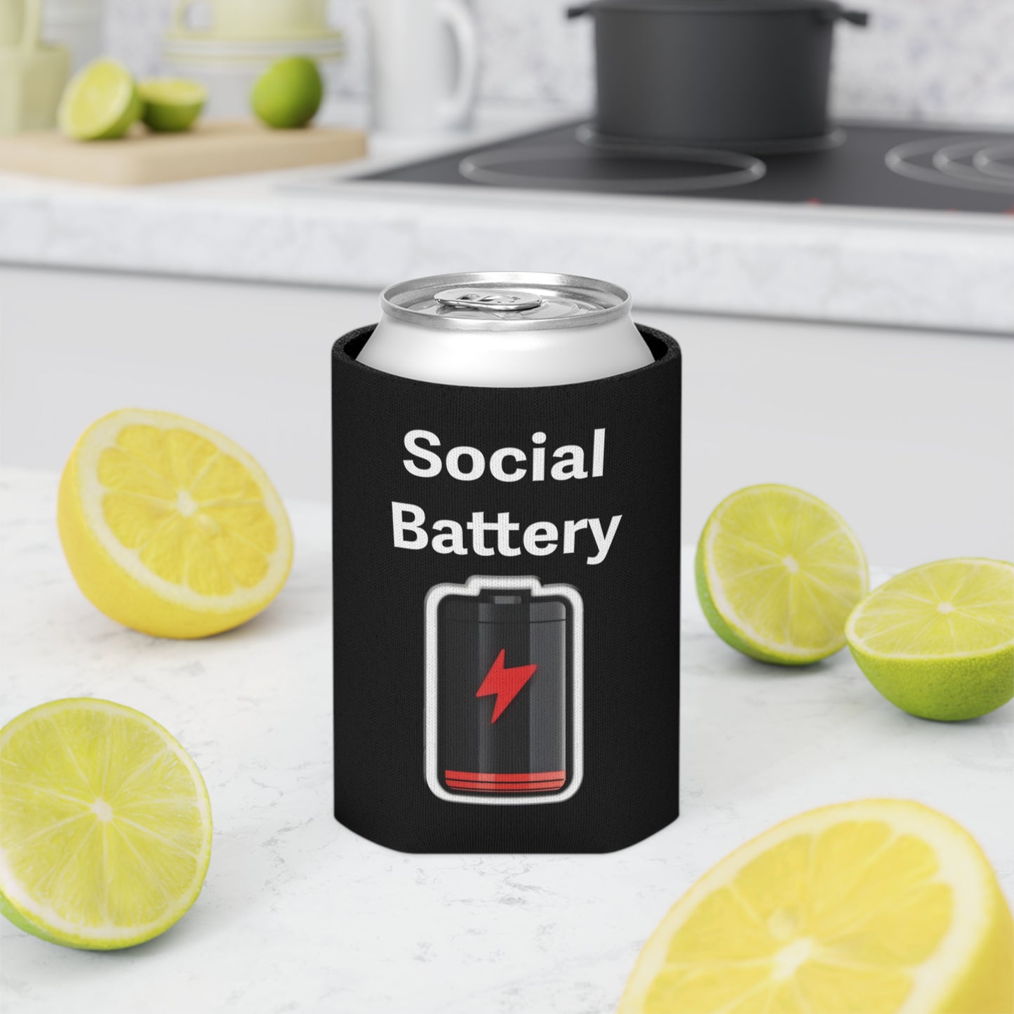 Social Battery Low Can Cooler