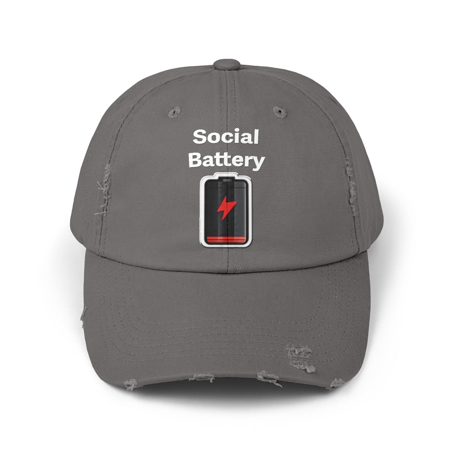 Social Battery Low Unisex Distressed Cap