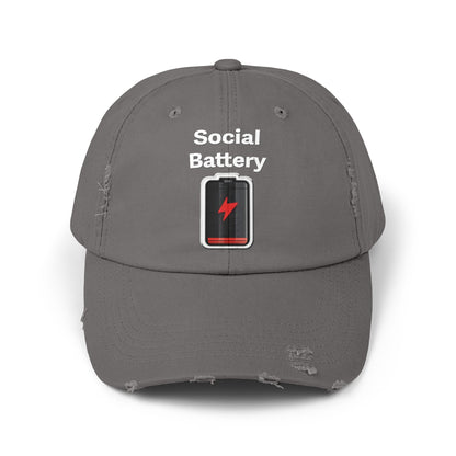 Social Battery Low Unisex Distressed Cap