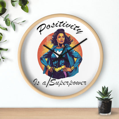 Positivity is a Superpower Female Superhero Wall Clock