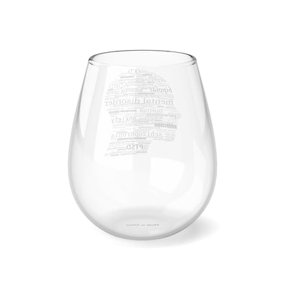 Mental Disorder Silhouette 12oz Stemless Wine Glass