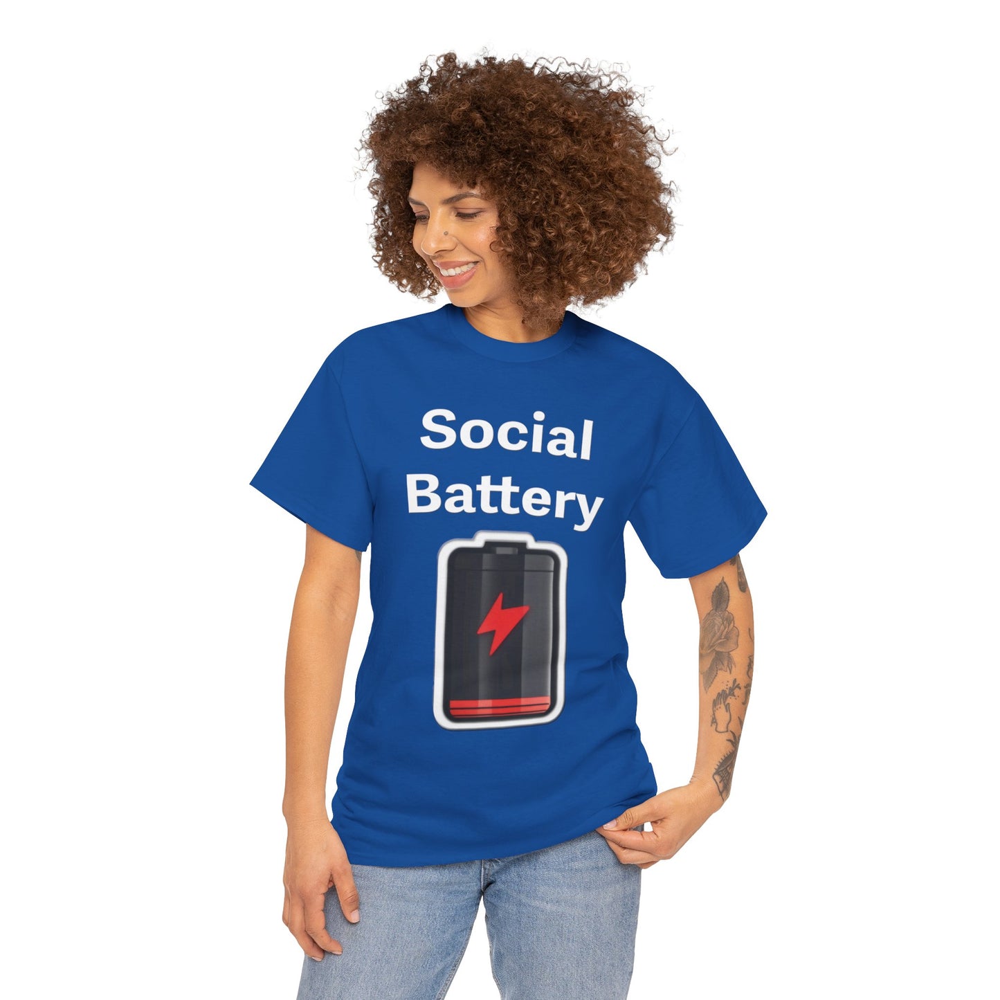 Social Battery Low Unisex Heavy Cotton Tee