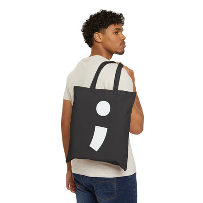 Semi-Colon ; Cotton Canvas Tote Bag