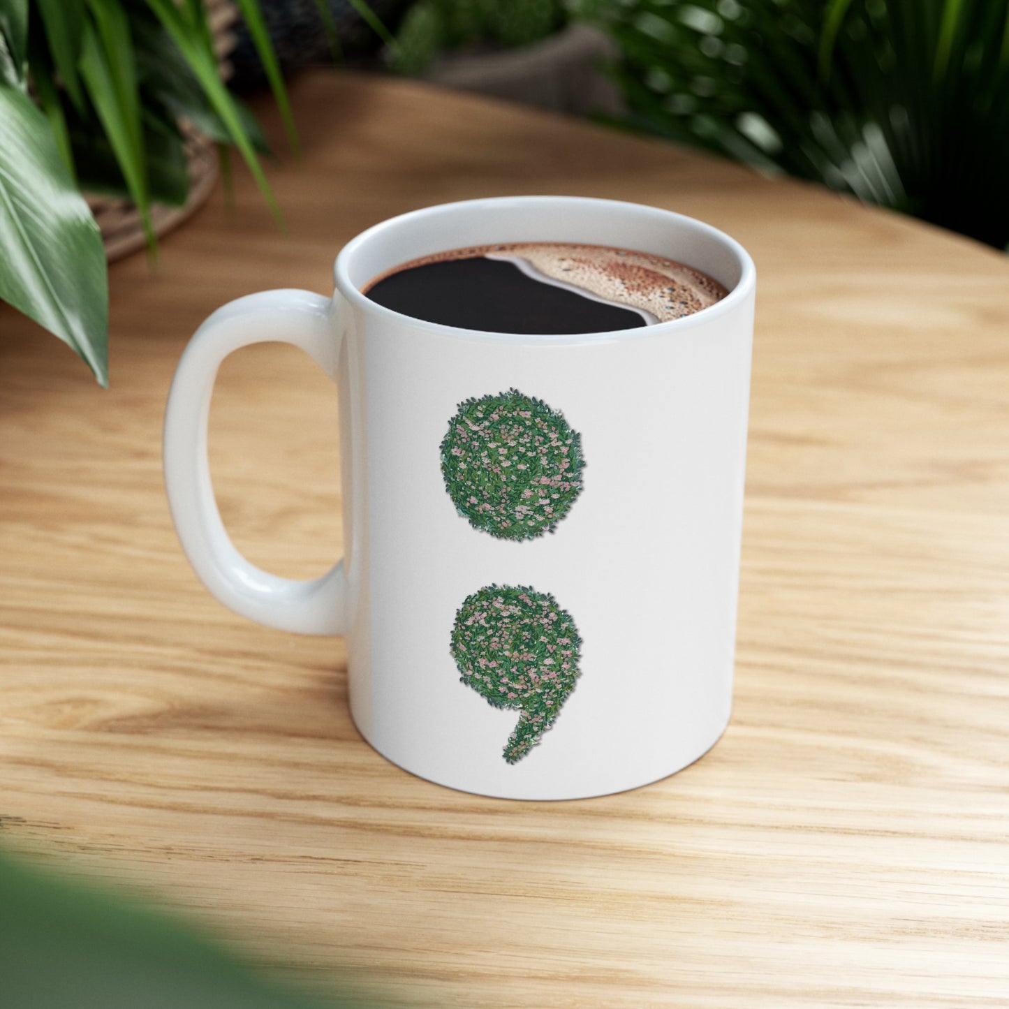 Flowers Semi-Colon 11oz Ceramic Mug