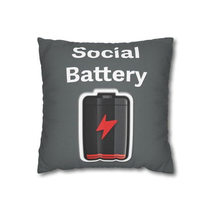 Social Battery Low Spun Polyester Square Pillowcase