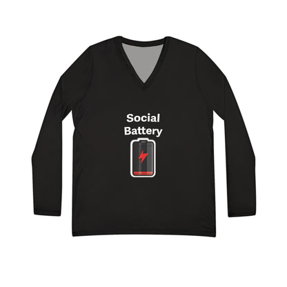 Social Battery Low Long Sleeve V-neck Shirt